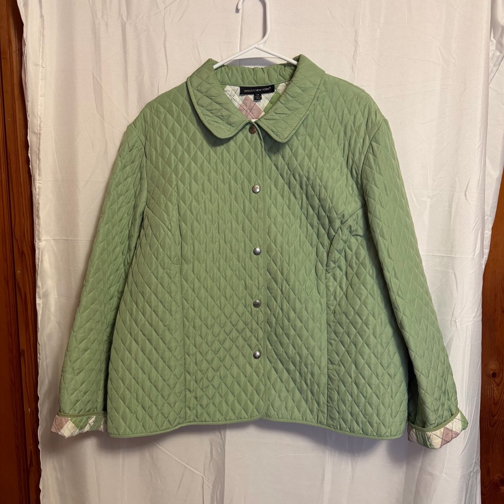 Briggs New York Light Green Quilted Utility Jacket